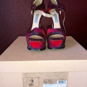 Suede Prada Platform Heels - Size 7